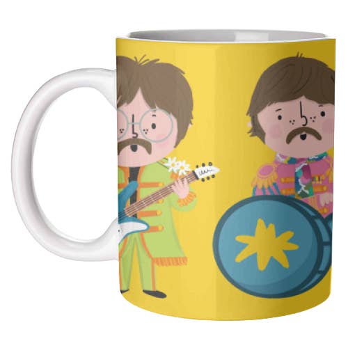 Mugs 'YELLOW BEATLES' by Nichola Cowdery for wholesale by ART WOW