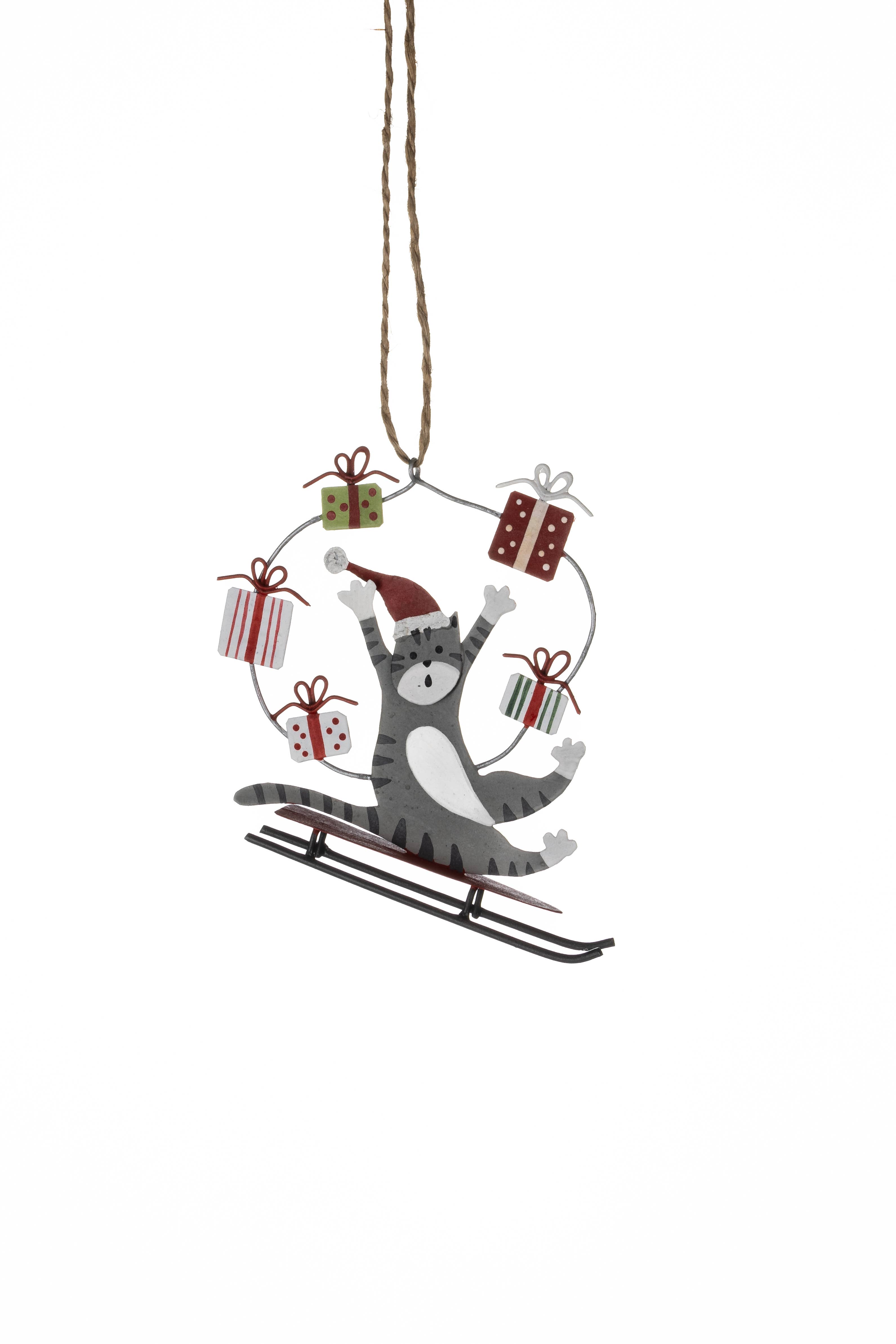 Shoeless Joe Ltd - Wholesale Ornament - Cat Juggling Gifts On Sled0