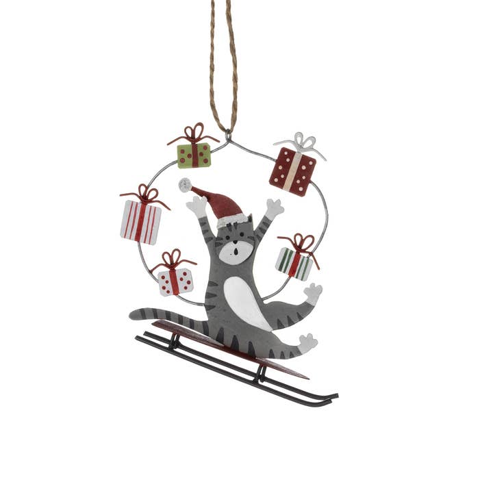 Shoeless Joe Ltd - Wholesale Ornament - Cat Juggling Gifts On Sled0