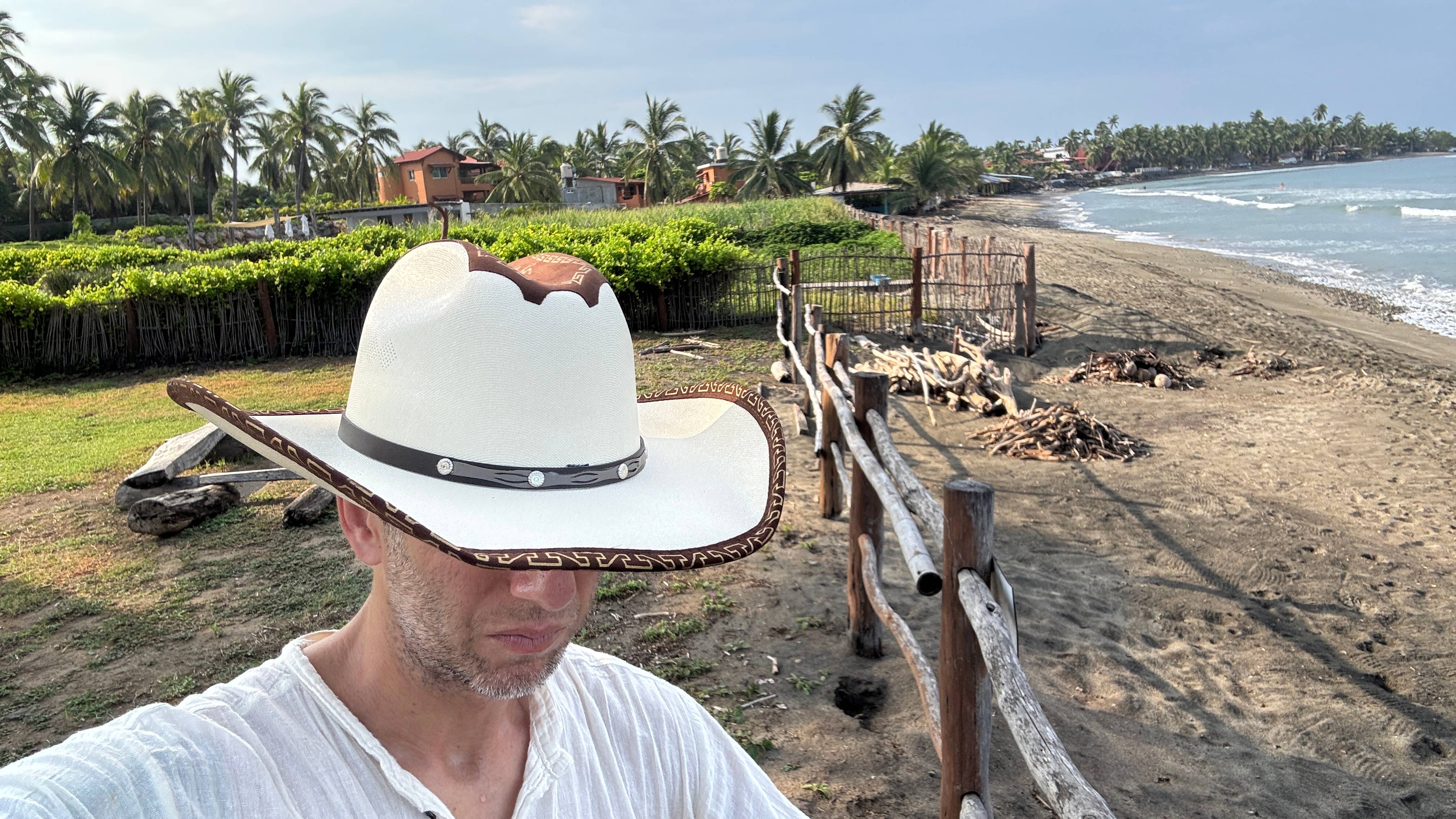 Baja Leather - Wholesale Cowboy Hat - Unisex - Canvas Rancher Hat | Cowboy Hat- White with Suede Trim6