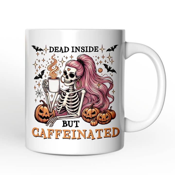 Caneca de Presente de Halloween – Esqueleto Cafeinado Engraçado por atacado de OrnamentallyYou