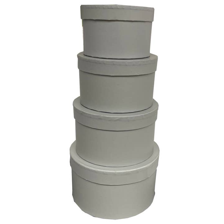 Set of 4 Grey Round Nesting gift boxes with Lids for wholesale by Bospak