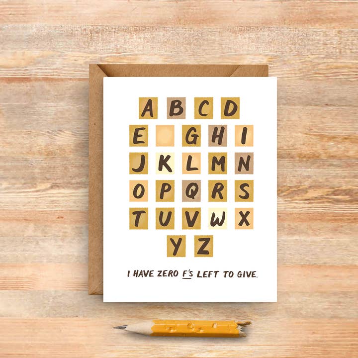 Zero F's Left to Give - Just Because Humor-Karte für den Großhandel von Nicole Marie Paperie