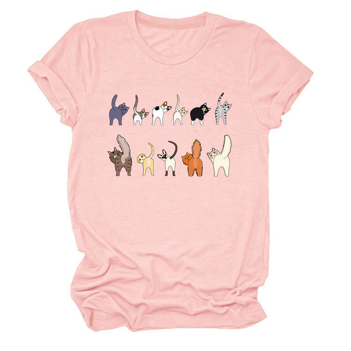 ACCITY - Wholesale T-Shirt (Graphic) - Unisex - Cute Cat Graphic Tee – 11 Cats Turn Around_CWTTS14956
