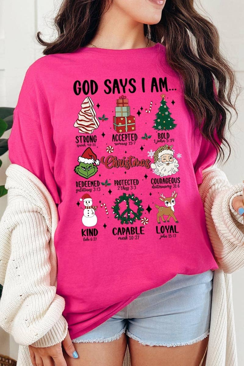 COLORBEAR – T-shirt gráfica - Unissexo por atacado – God Diays I Am Christmas Graphic Heavyweight Team8