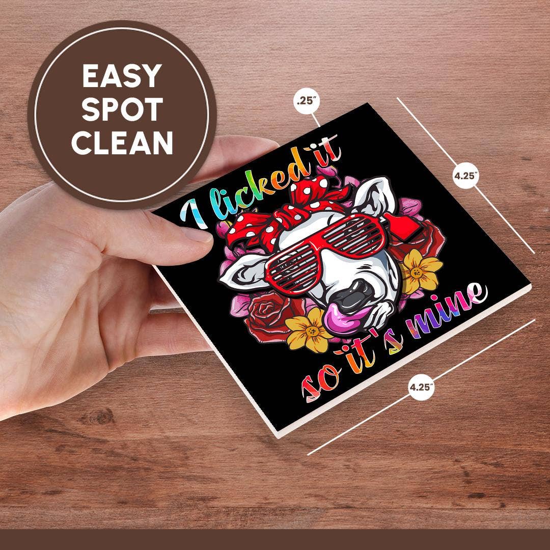 3dRose – wholesale Coasters – 3dRose, I Licked It so it is Mine with Hipster Cow Farmer Farming, Coaster6