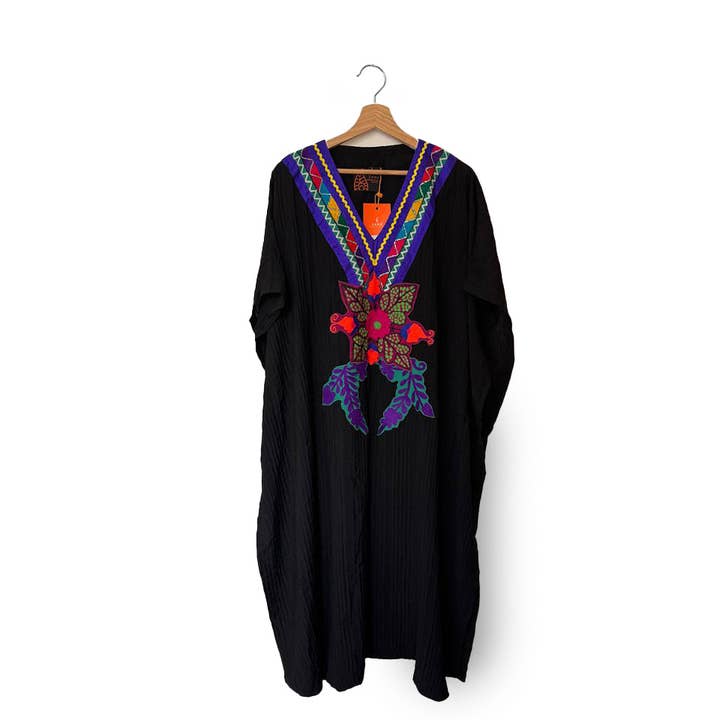 Loose Black Dress with Patchwork for wholesale by Lozee