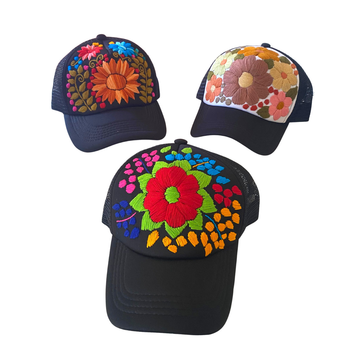 Lumily - Wholesale Trucker Hat - Women's - Tulum Hand Embroidered Trucker Flower Hat - Mexico11