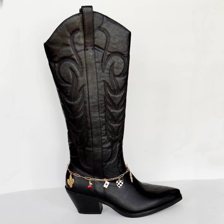 Leo & Lee Studio - Wholesale Shoe Accessories - Western Boot Charm Wrap – Gold Chain with Cowgirl Charms8