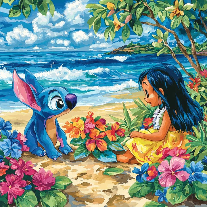 Artistry Rack - Venta al por mayor Kit de manualidades - Ohana Adventure de Lilo y Stitch, kit de pintura por números inspirado en Disney