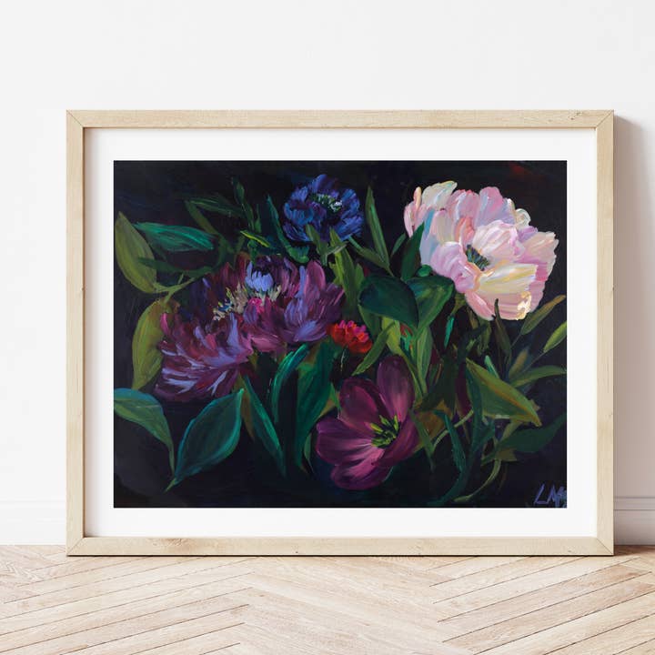 Moody Blooms — Floral Art Print, Dark Botanical for wholesale by L Marie Art