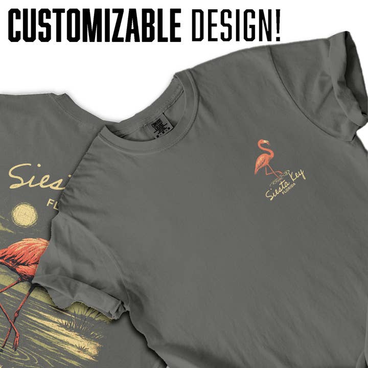 Textile Graphix - Wholesale Screen Printed T-Shirt - Women's - Siesta Key Florida T-Shirt | Flamingo Beach Souvenir Tee | Coastal Vacation Shirt | Vintage Tropical Travel Gift3