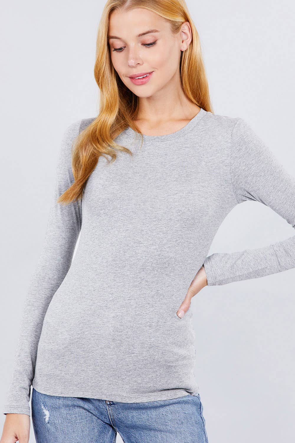 Active Basic | Active USA - Wholesale Knit Top - Women's - Long Sleeve Crew Neck Cotton Spandex Jersey Top32