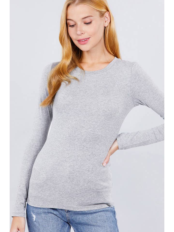 Active Basic | Active USA - Wholesale Knit Top - Women's - Long Sleeve Crew Neck Cotton Spandex Jersey Top19