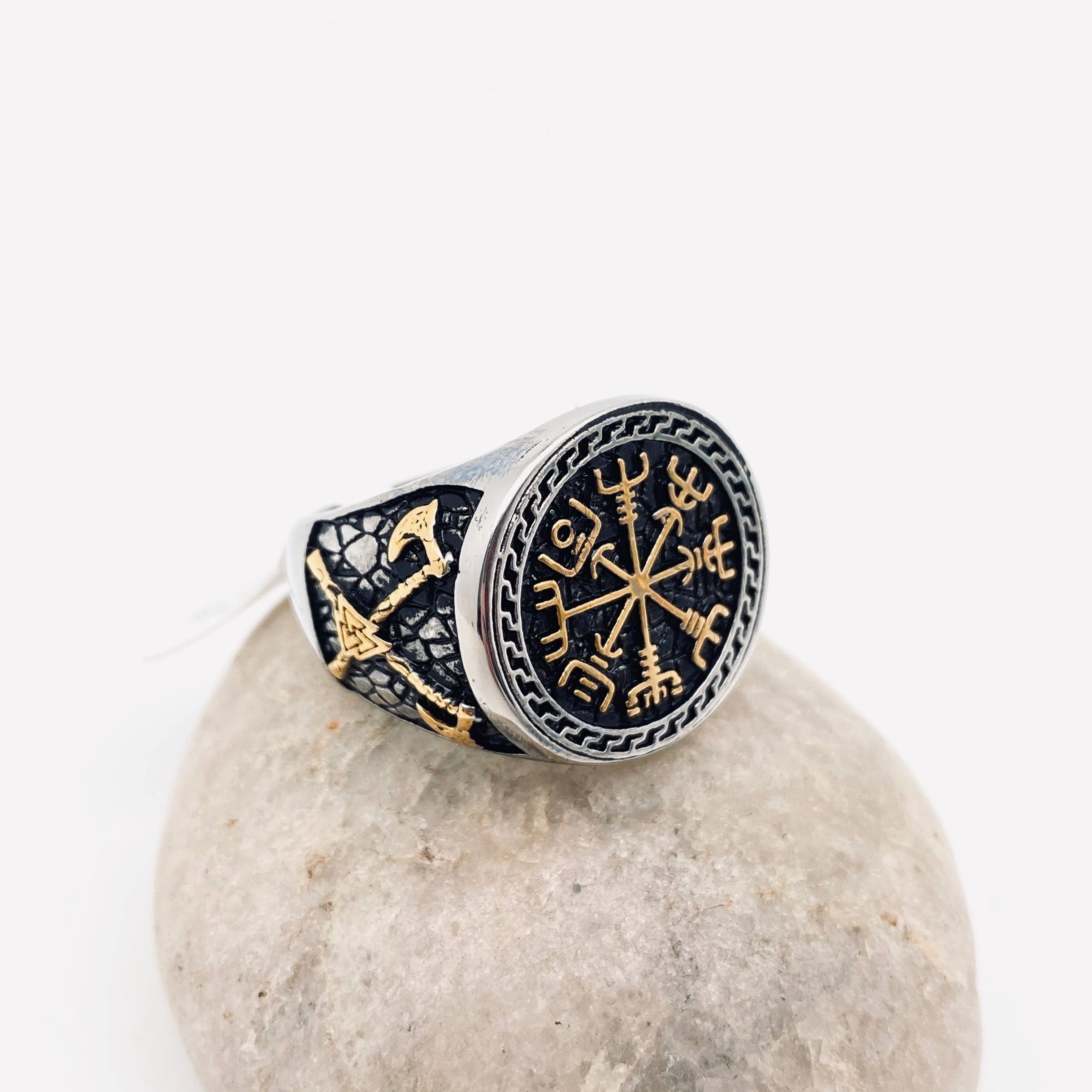 Mio Queena – wholesale Signet ring – Viking Axe Totem Men's Stainless Steel Ring - MJ/MR2