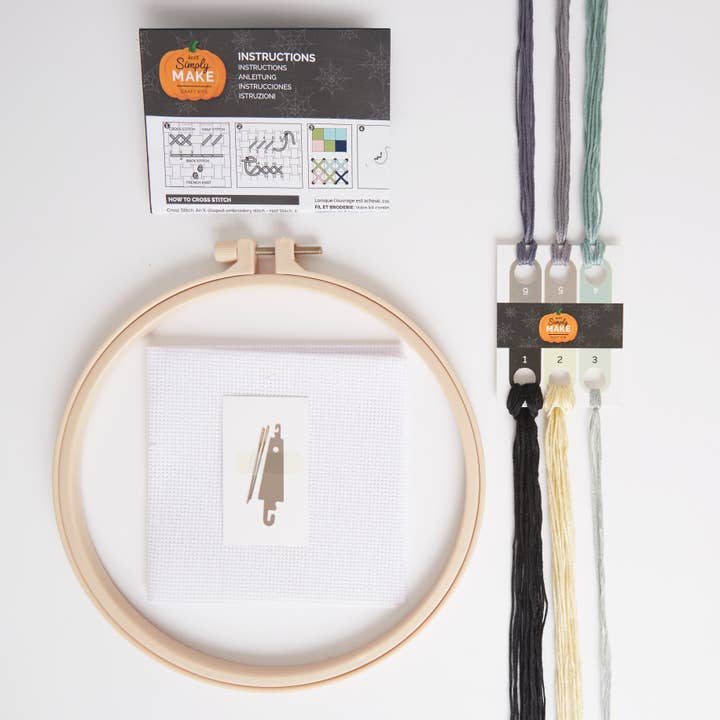 West Design Products - Wholesale Embroidery/cross-stitch supplies - Simply Make Cross Stitch Kit Moon Design, Halloween, Hoop2