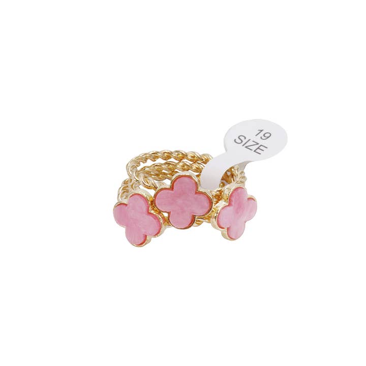ASSORTED Clover Enamel Stackable Metal Ring - 12 Pcs for wholesale on Faire9
