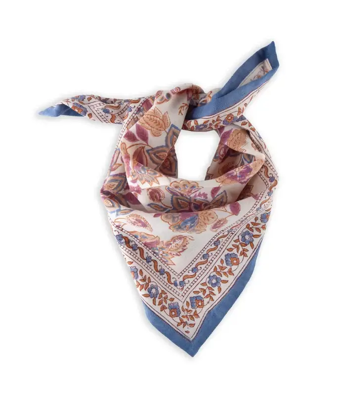 Bindi Atelier - Wholesale Scarf - Kids - Child's Scarf in Block Print Cotton Matira Vanilla0