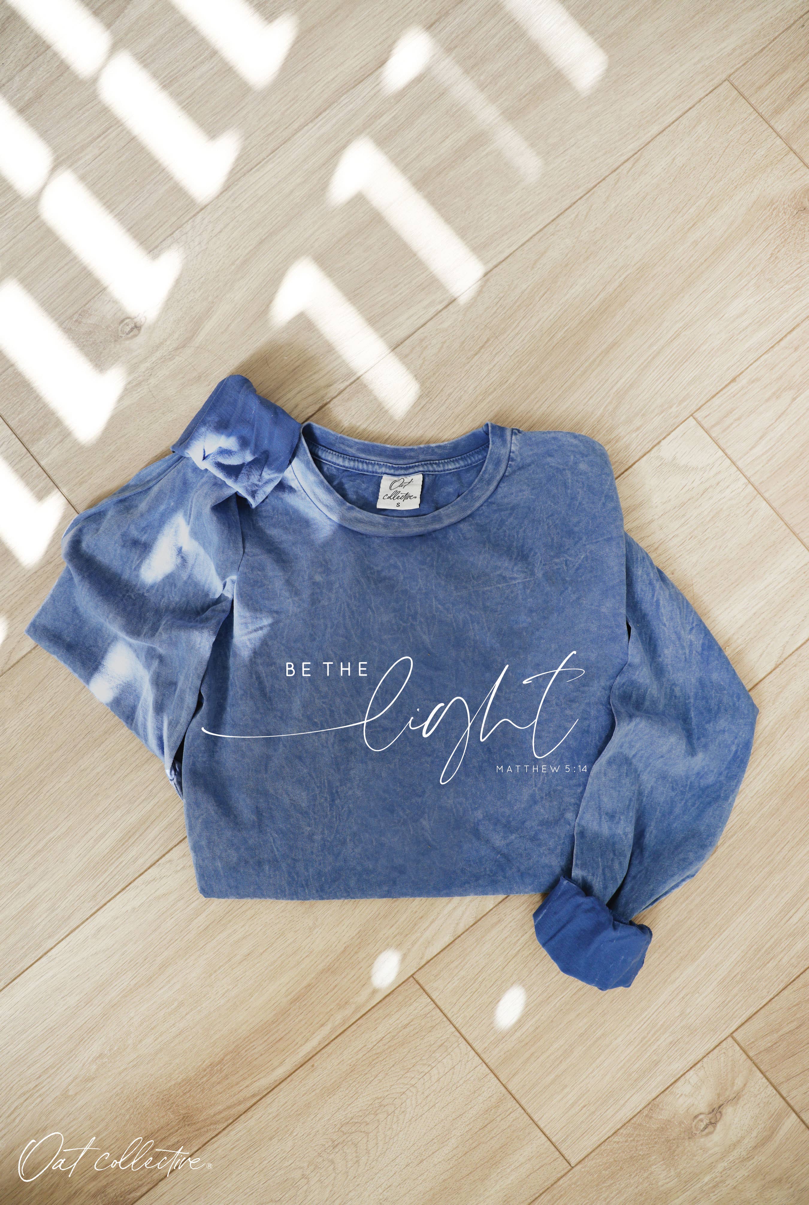 OAT COLLECTIVE - Wholesale Screen Printed T-Shirt - Women's - BE THE LIGHT  Mineral Washed Long Sleeve Graphic      3