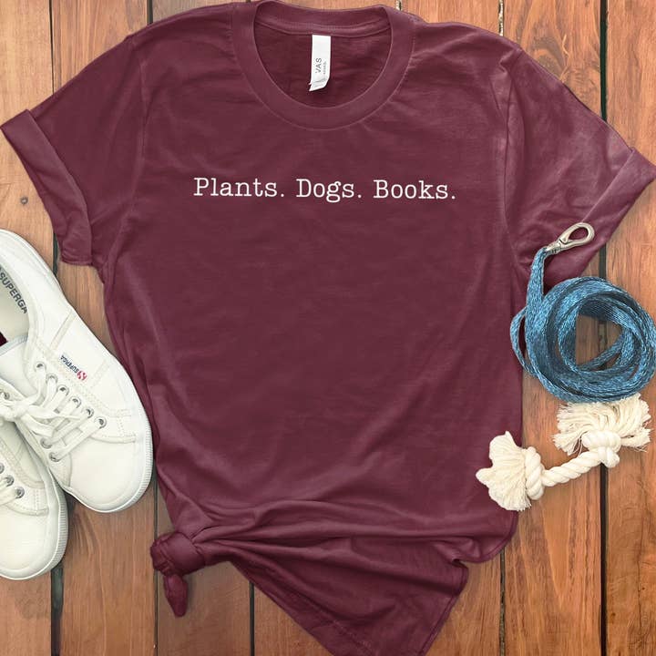Puppy Jo - Wholesale Screen Printed T-Shirt - Women's - PLANTS DOGS BOOKS T-SHIRT8
