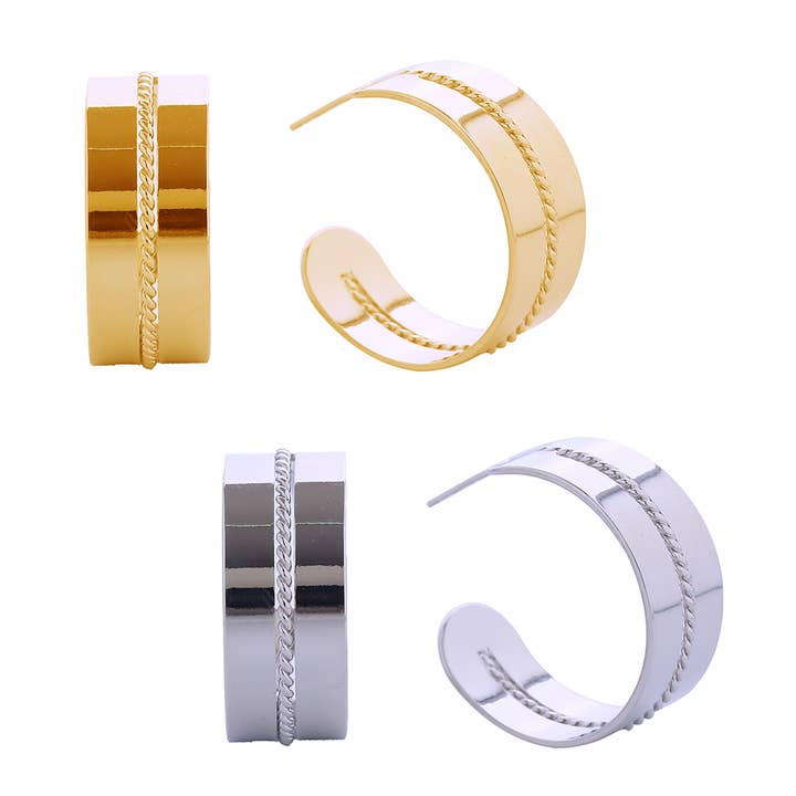 Créoles torsadées trempées dans de l'or 14 carats pour la vente par Fashion City