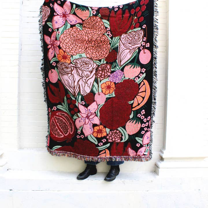 Calhoun & Co. - Wholesale Throw Blanket - Fruity Floral Tapestry Blanket 4