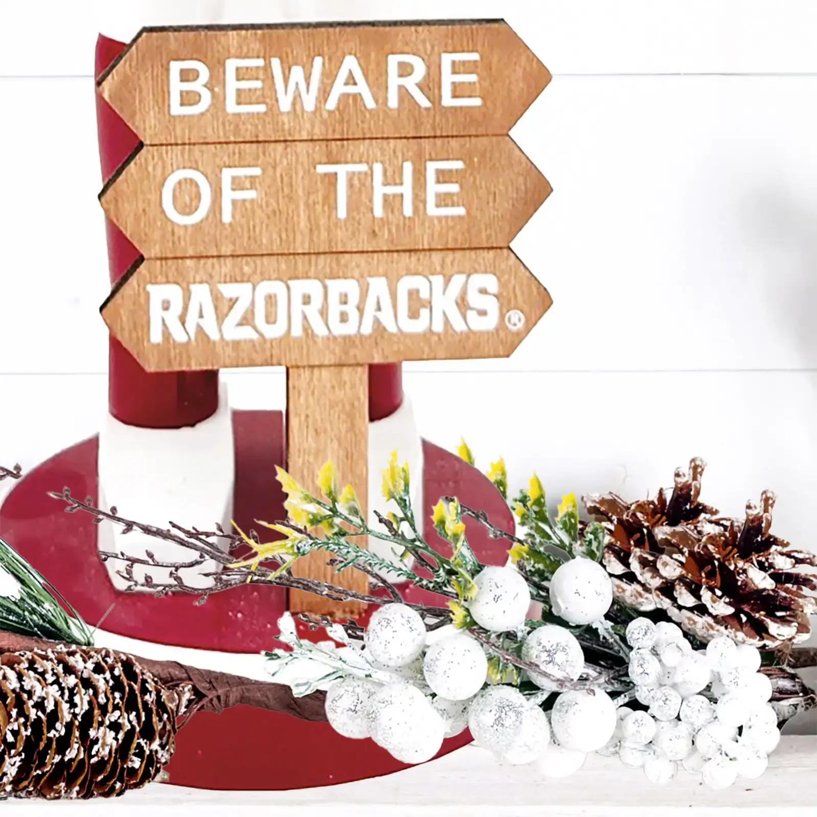 Santa’s Workshop Inc. - Wholesale Holiday Nutcracker - 12" Arkansas Beware of Razorbacks Nutcracker2