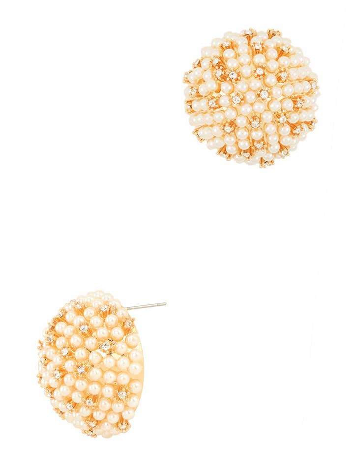 PEARL AND RHINESTONE BALL STUD EARRING 2653 for wholesale by anbfashion