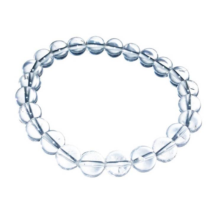8 mm reconstituted rock crystal bracelet for wholesale by Artisans de Madagascar
