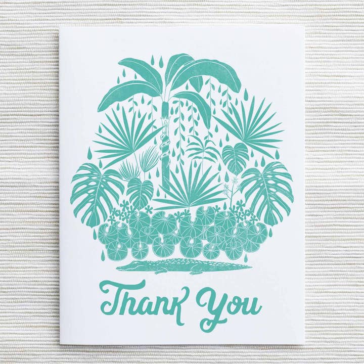Jungle Thank You Card - Blue for wholesale by Natalie V. Mason
