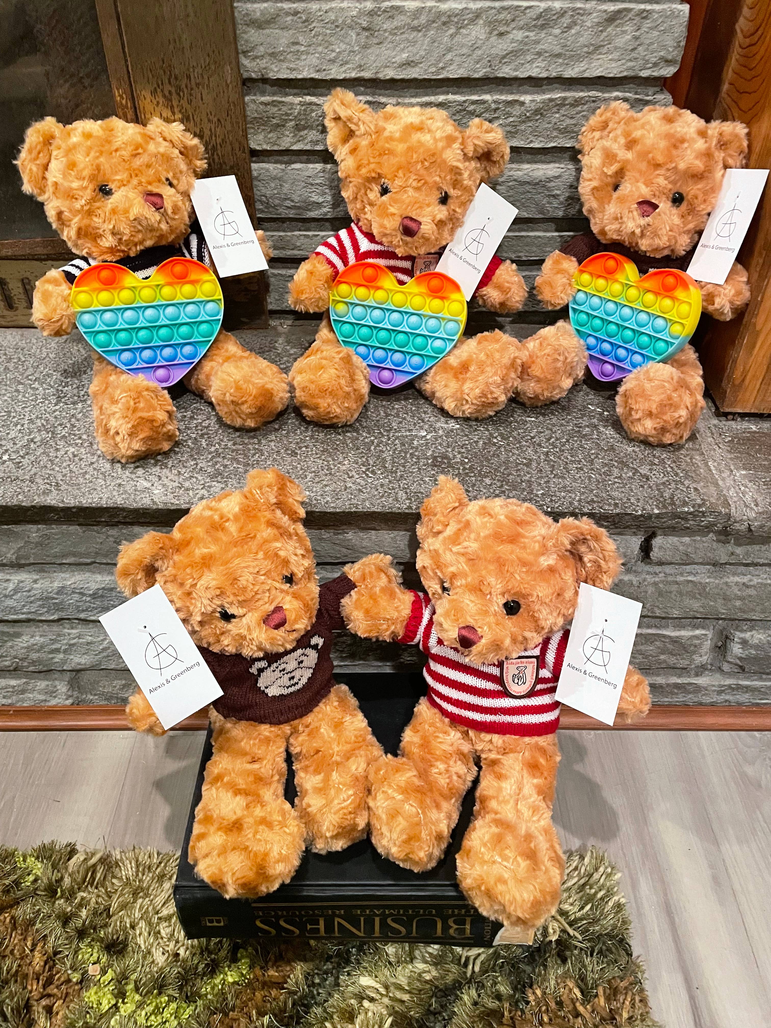 AlexisandGreenberg – Engroshandel Fidget - Børn – Fidget Plush Sensory Bear Fidget hjerte legetøj eller gave 14 tommer10