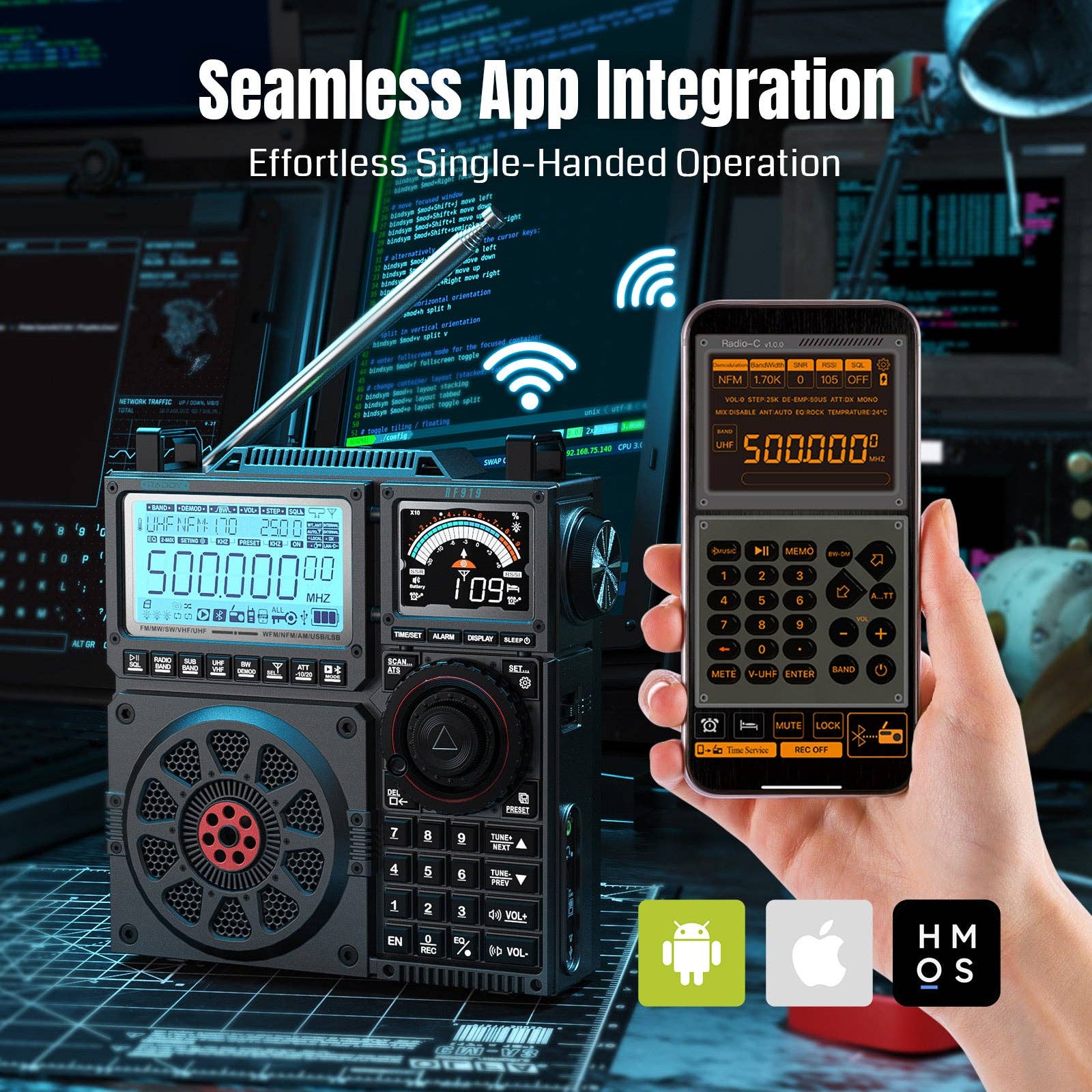 Radioddity - Wholesale Speakers - Raddy RF919 Shortwave Radio | Full Band Receiver with SSB | 20W Bluetooth 5.1 | APP Remote Control | Antenna Tuner | 5000mAh Battery | Dual Screens8