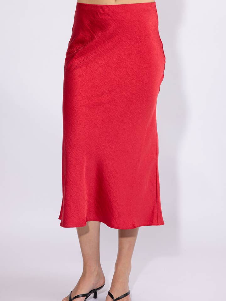 BS538C - JUPE MIDI EN SATIN BIAISÉE pour la vente par BERRY MELLOW