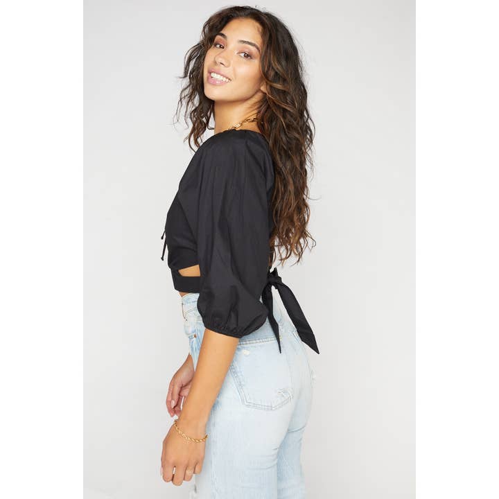 Sans Souci - Wholesale Blouse - Women's - POPLIN TIE BACK TOP1