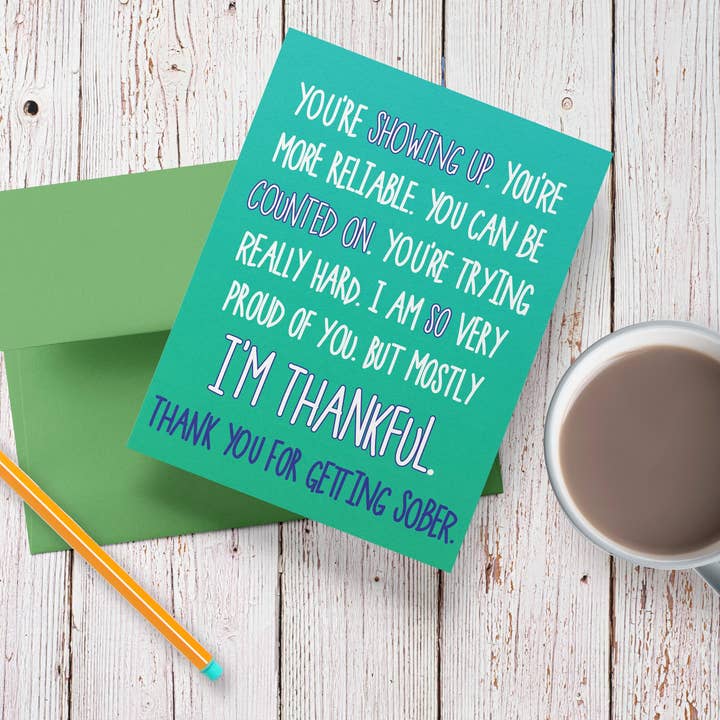 Greetings from Bergen Place - Wholesale Congratulations Card - Sober Thank You Sobriety Congrats Greeting Card