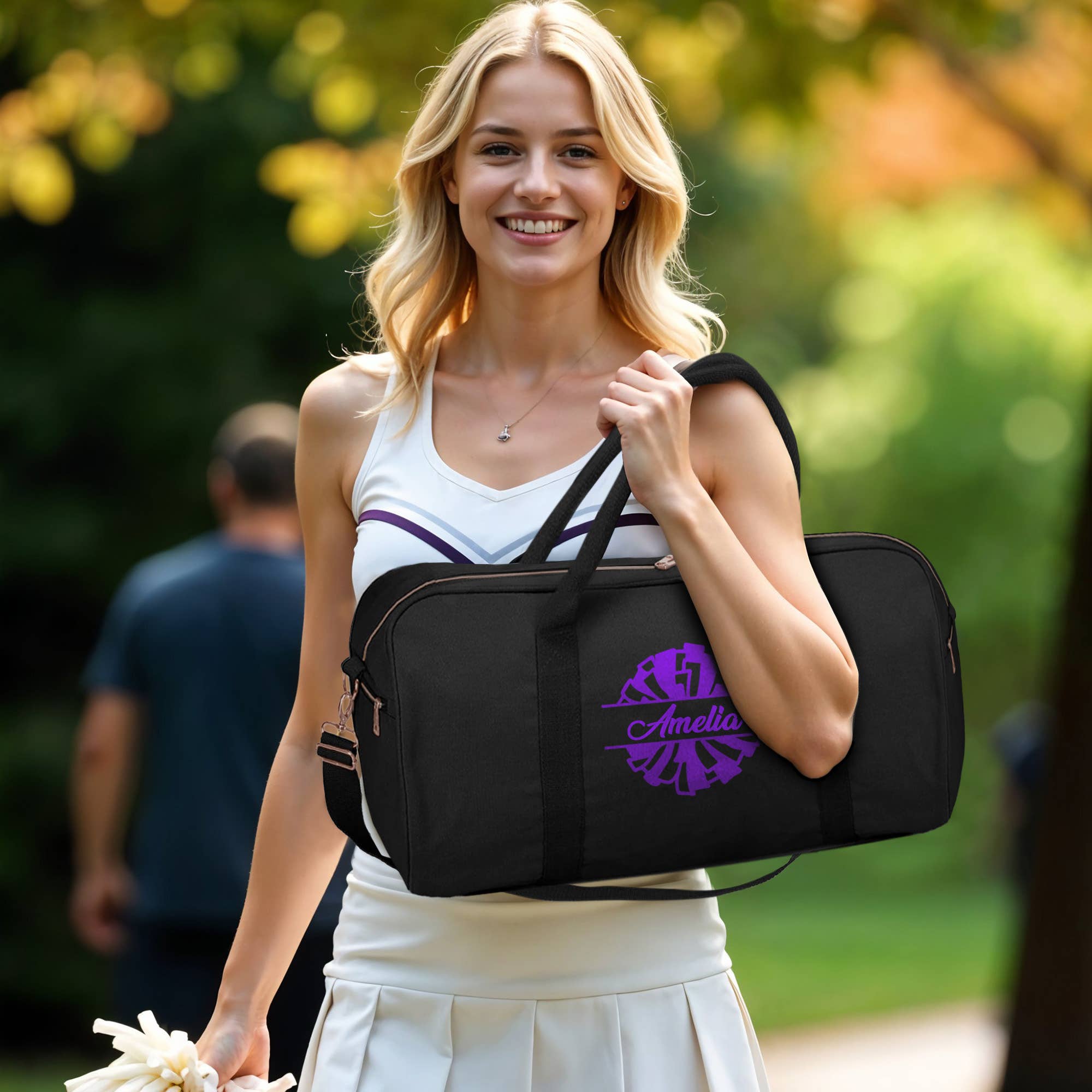 Gradzo - Wholesale Duffel- en weekendtas - Dames - Gepersonaliseerde Cheer Duffeltas – Aangepaste Reistas, Zwart6