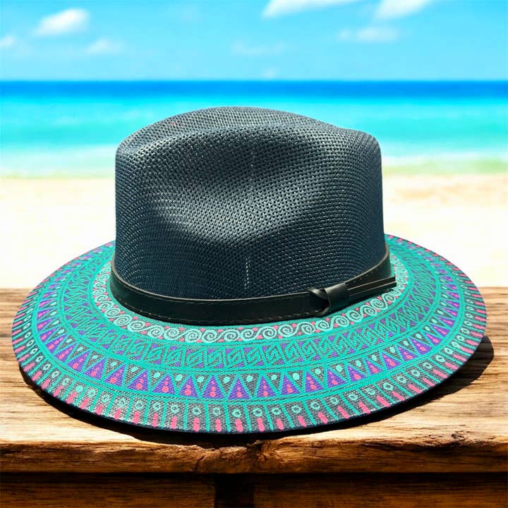 GMCE Global Trading, LLC - Wholesale Straw Hat - Unisex - Premium Detailed Hand-Painted Palm Straw Fedora Hat 3
