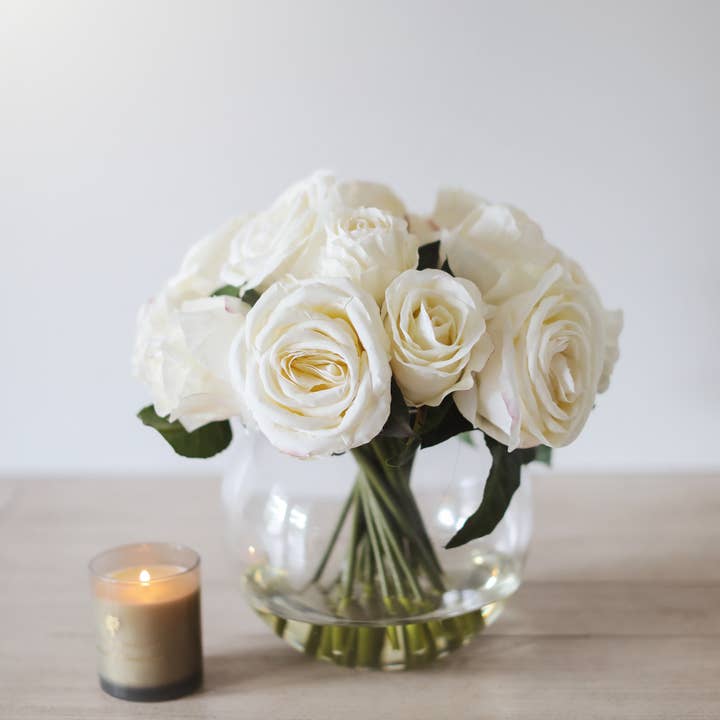 Prestige Botanicals - Venta al por mayor Flores artificiales - Burbuja de cristal rosa blanca de 11.5 pulgadas