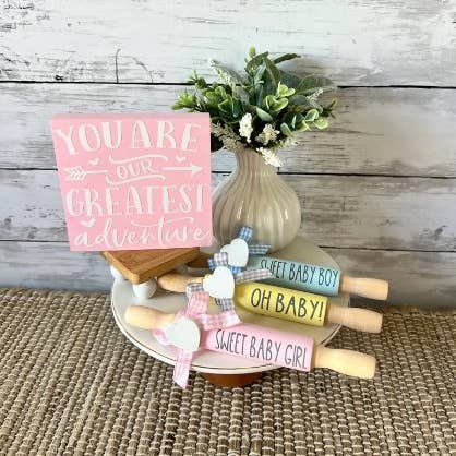 AH Designs 15 - Wholesale Decorative Tabletop Object - 7'' Baby tiered tray decor, mini rolling pin for tiered tray