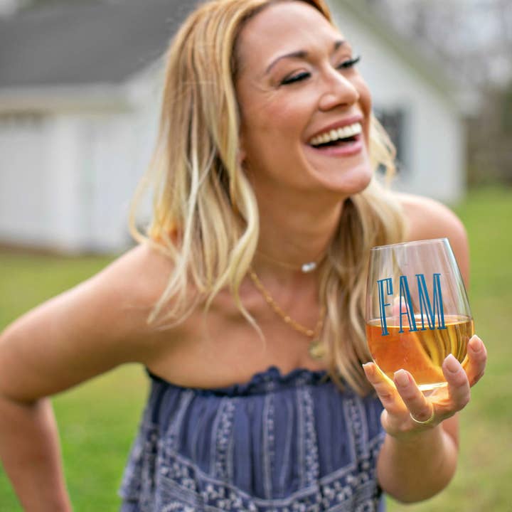 FAM Wine Glass 18 oz for wholesale by Tate + Zoey