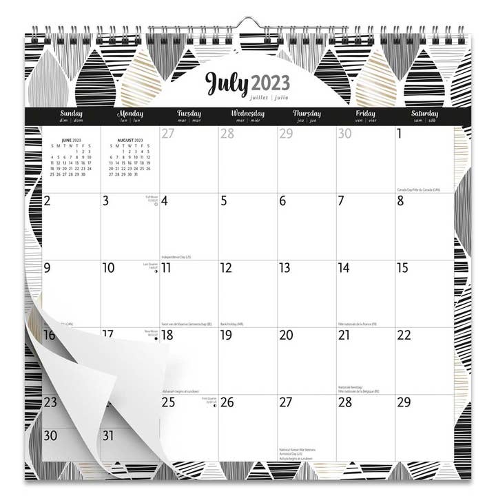 Ebony and Ivory 2024 12x12 18 Months Wire-O Calendar for wholesale by Brown Trout