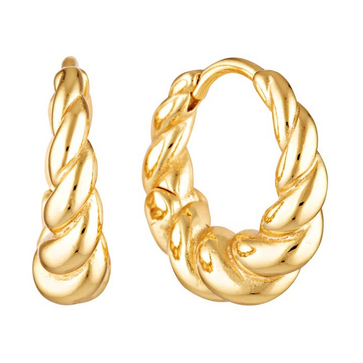 Créoles Huggie torsadées et effilées pour la vente par BOWERBIRD JEWELS