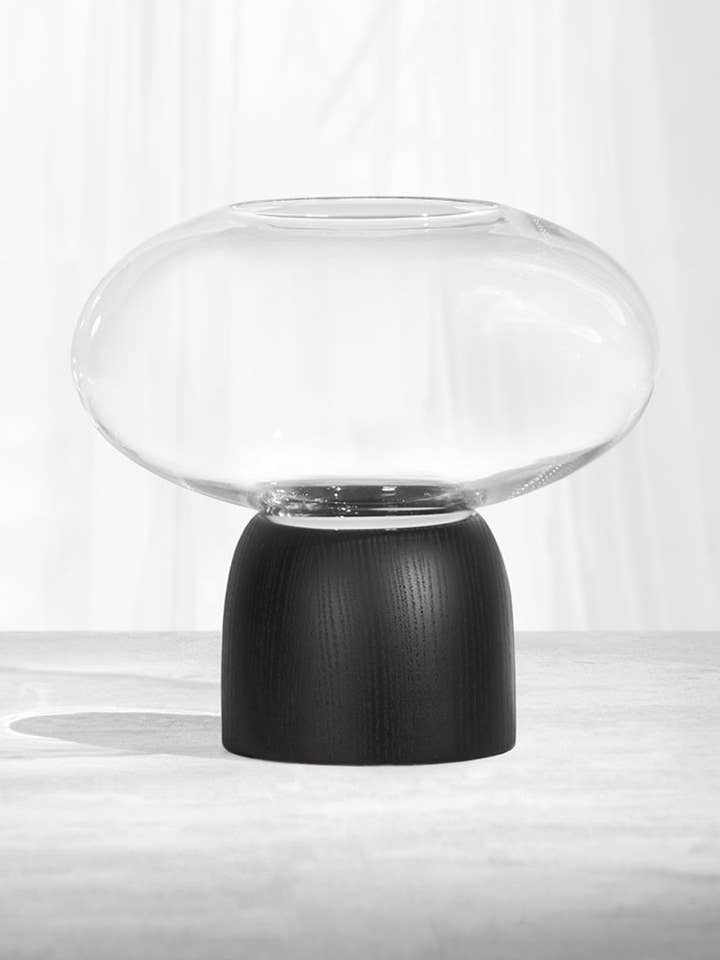 Porcini Vase Black/Clear Glass, h. 22 cm for wholesale by ChiCura Copenhagen