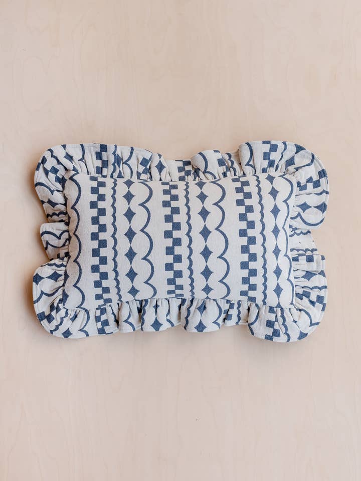 Cotton Cushion Cover in Navy Ruffle for wholesale by TBCo
