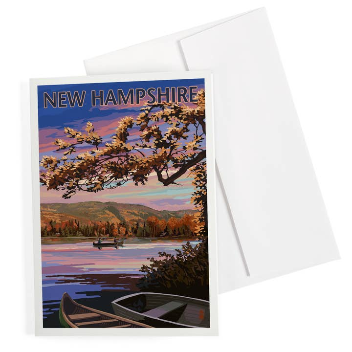 GREETING CARD New Hampshire, Lake at Dusk for wholesale by Lantern Press