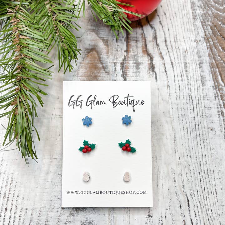 GG Glam Boutique - Wholesale Stud/Post Earrings - Christmas Miniatures Stud Pack