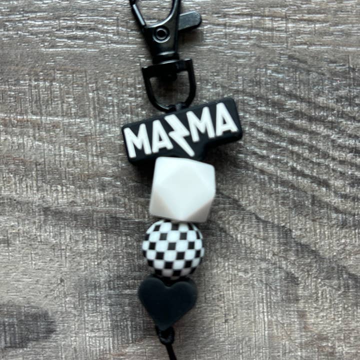 JILLIAN INK LLC - Wholesale Keychain - Women's - Lightening Bolt MAMA Silicone Beaded Keychain Purse Charm