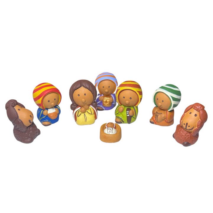 8 Piece Ceramic Painted Nativity for wholesale by Inter-American Trading Inc.