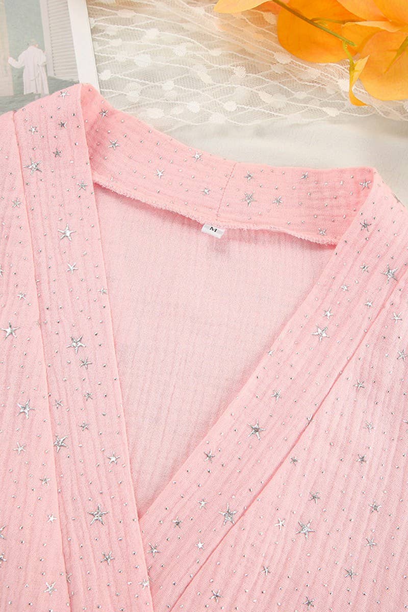 ROSE CWSPJ0393_NUISSETTE EN COTON AVEC PATCHWORK DE STRASS ET PLUMES en vente sur Faire5