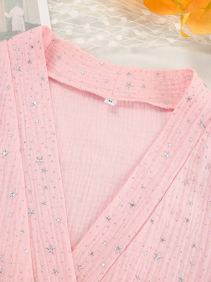 ROSE CWSPJ0393_NUISSETTE EN COTON AVEC PATCHWORK DE STRASS ET PLUMES en vente sur Faire5